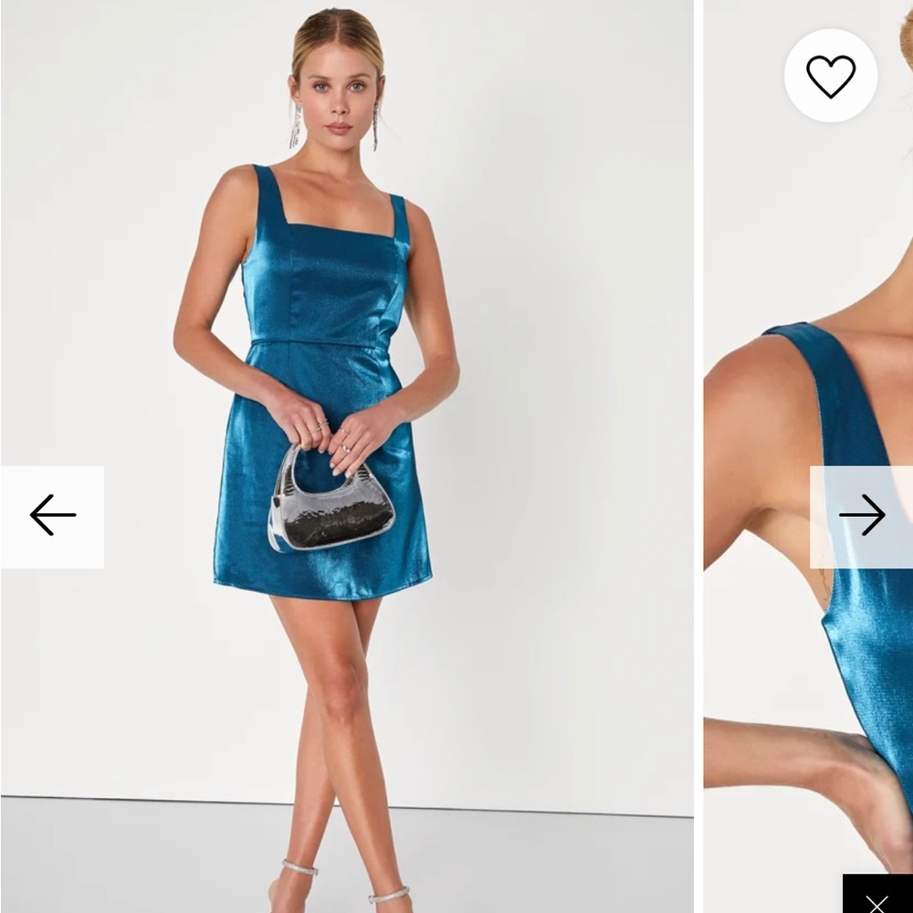 Gorgeous Aesthetic Teal Blue Taffeta Sleeveless Mini Dress